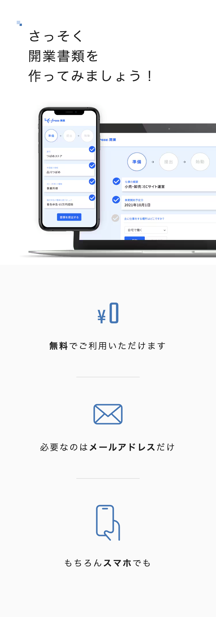 さっそく
開業書類を
作ってみましょう!
始動